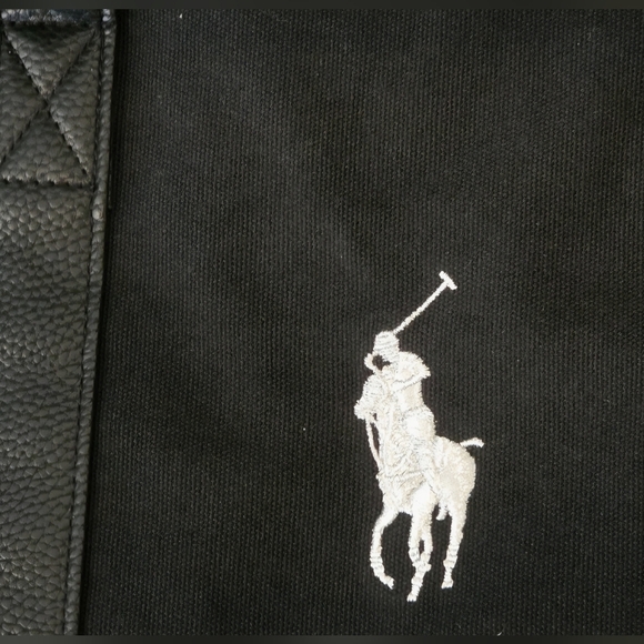 Ralph Lauren Black Duffle Bag w/ Silver Polo Horse Logo Gym/ Travel /Work (NWOT) - Picture 6 of 11
